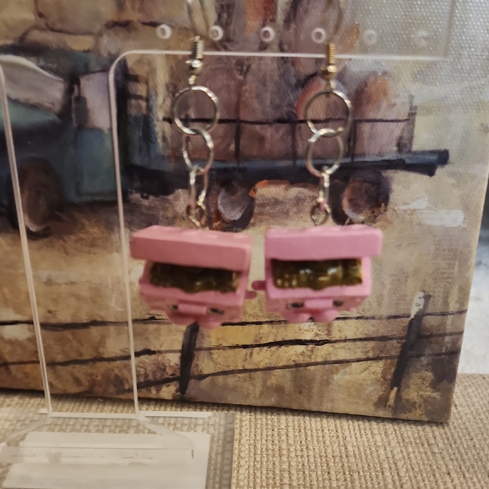 Pink Truck Earrings